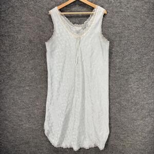 Delicates Night Gown Women L Large Gray Floral Lace Sleeveless Tasseled Sleep